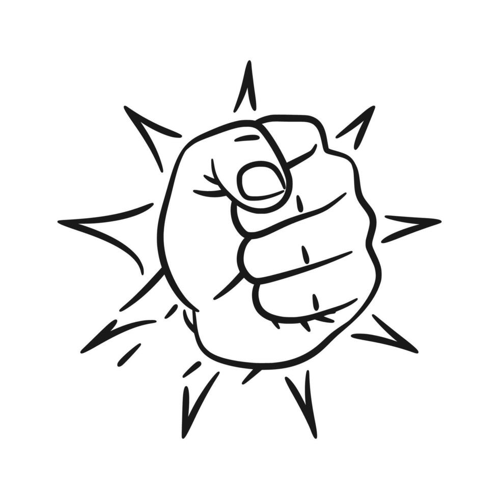 Fist Punch Pose Line Art Illustration vector