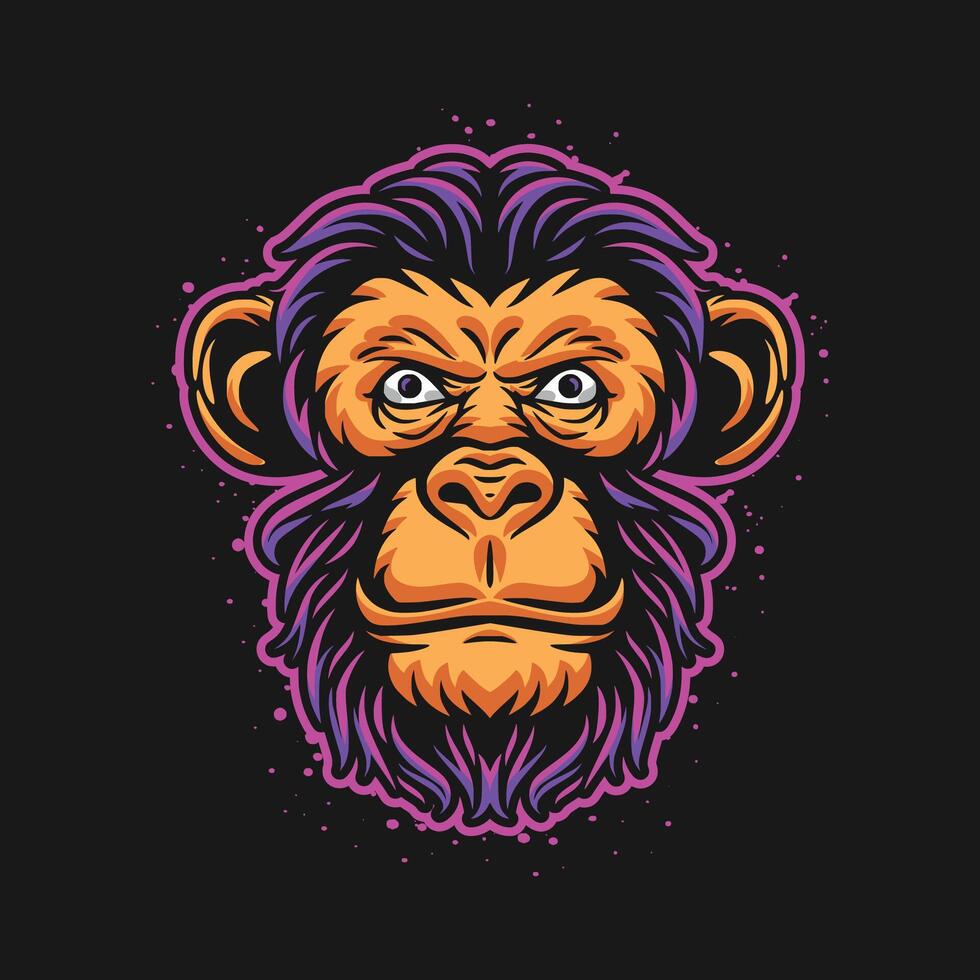 Dynamic Monkey Head Logo Artwork vector