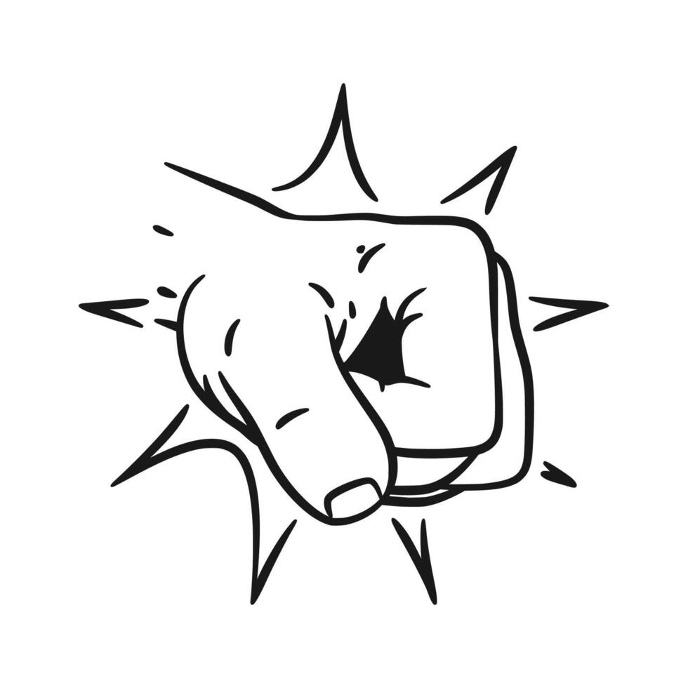Hand Fist Punching Line Drawing vector