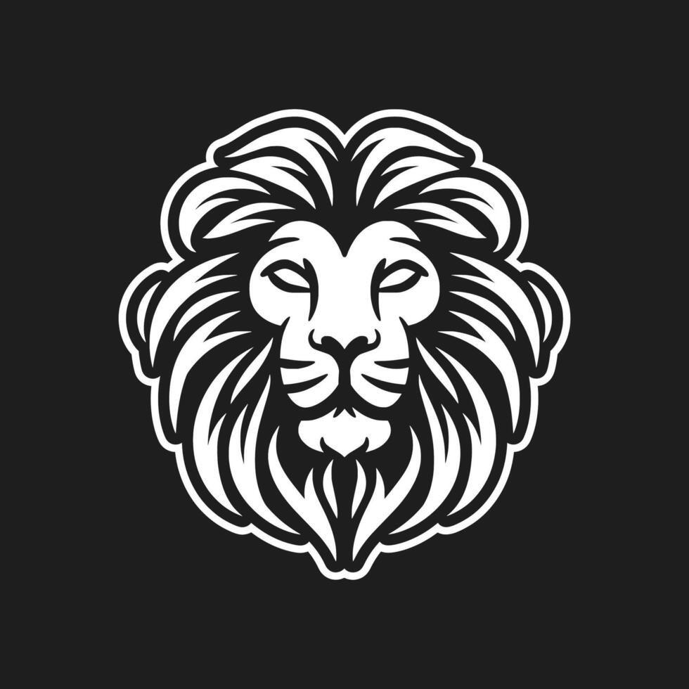 Lion Head Line Art Clean Emblem vector
