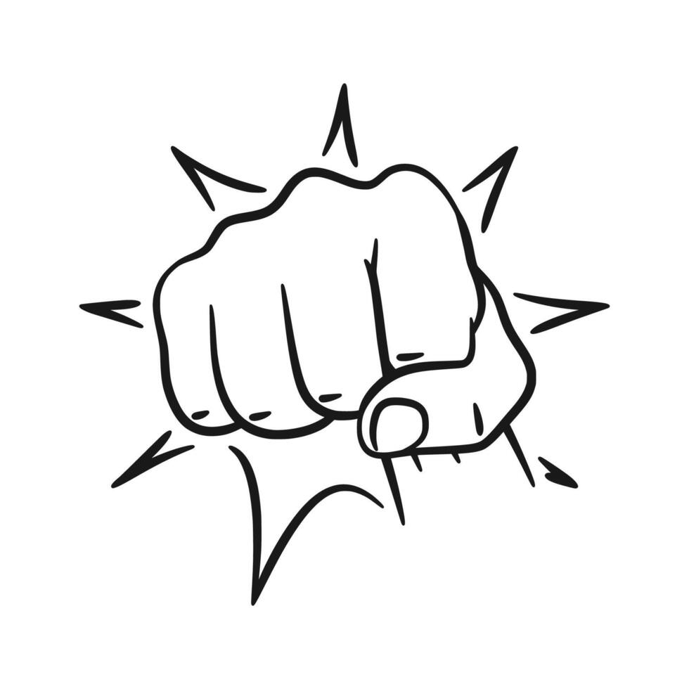 Bold Fist Punch Line Art Design vector