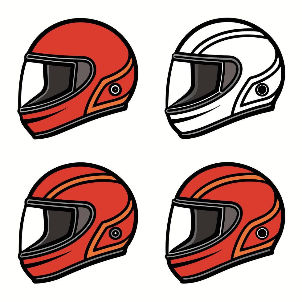 Biker Helmet Icons Collection vector