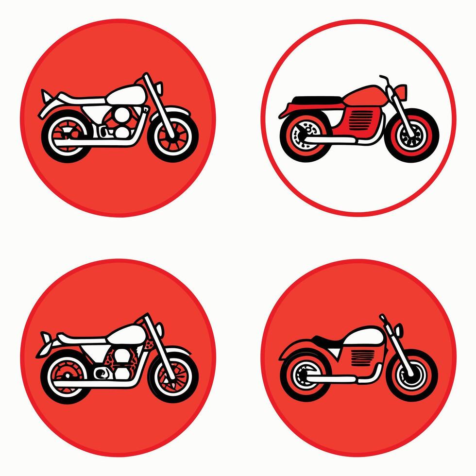 Motorcycle Icons Stylish Set vector