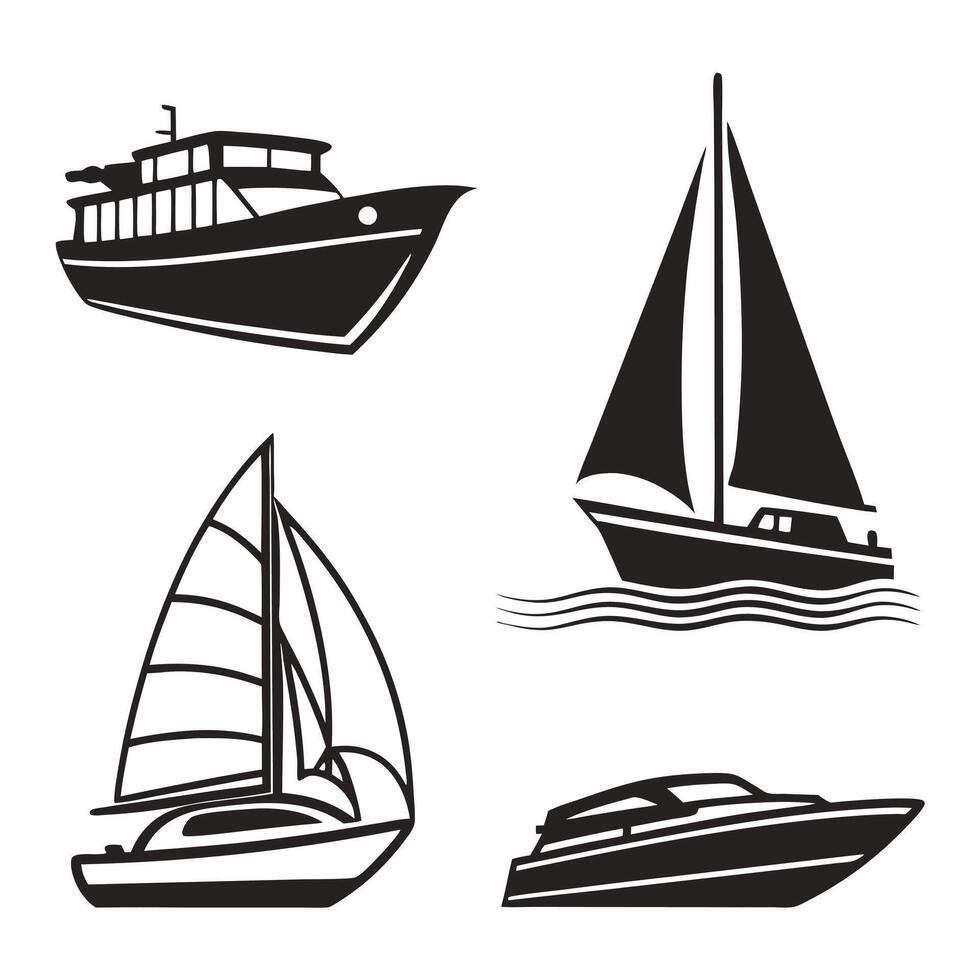 Water Vehicle Icons Ships, Boats, and Ferries vector