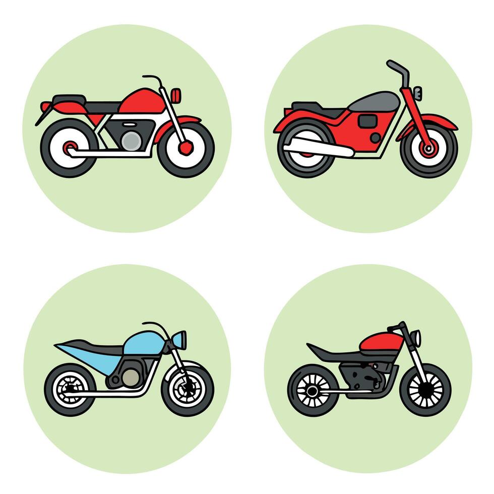 Two-Wheel Vehicle Icons Motorcycle Art vector