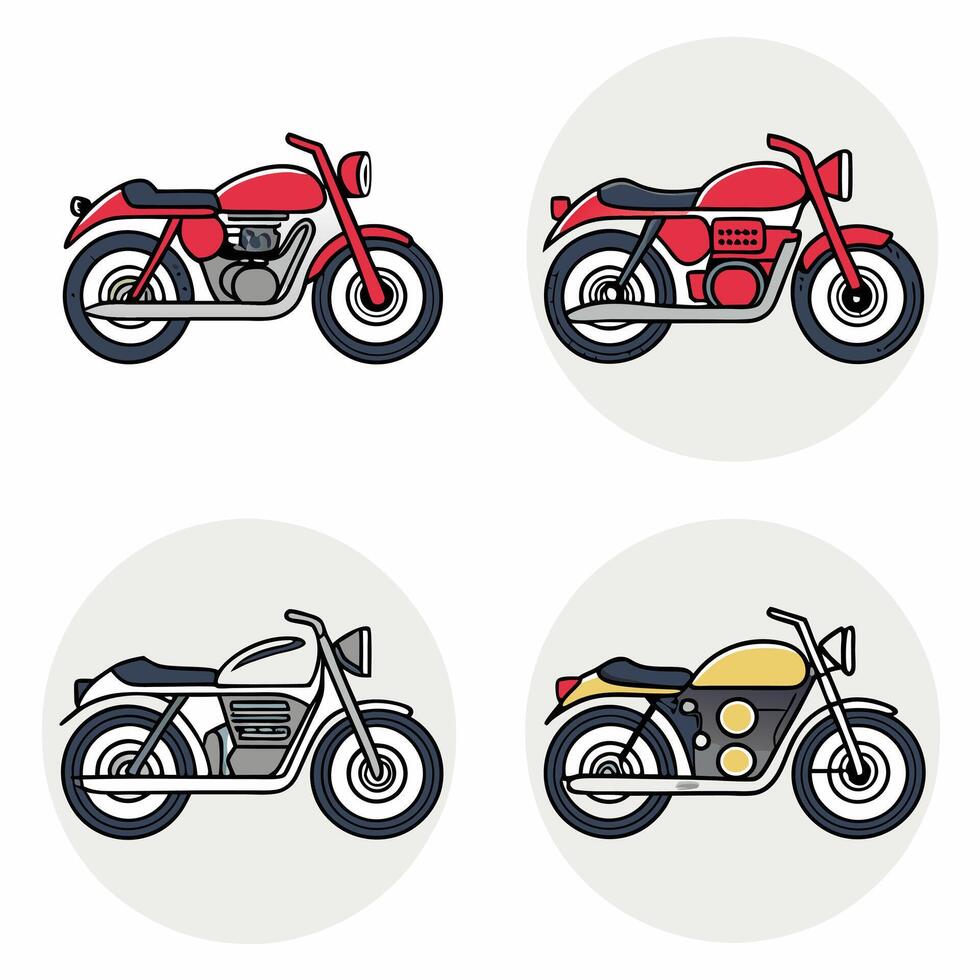 Motorbike Icon Collection Solid Graphics vector