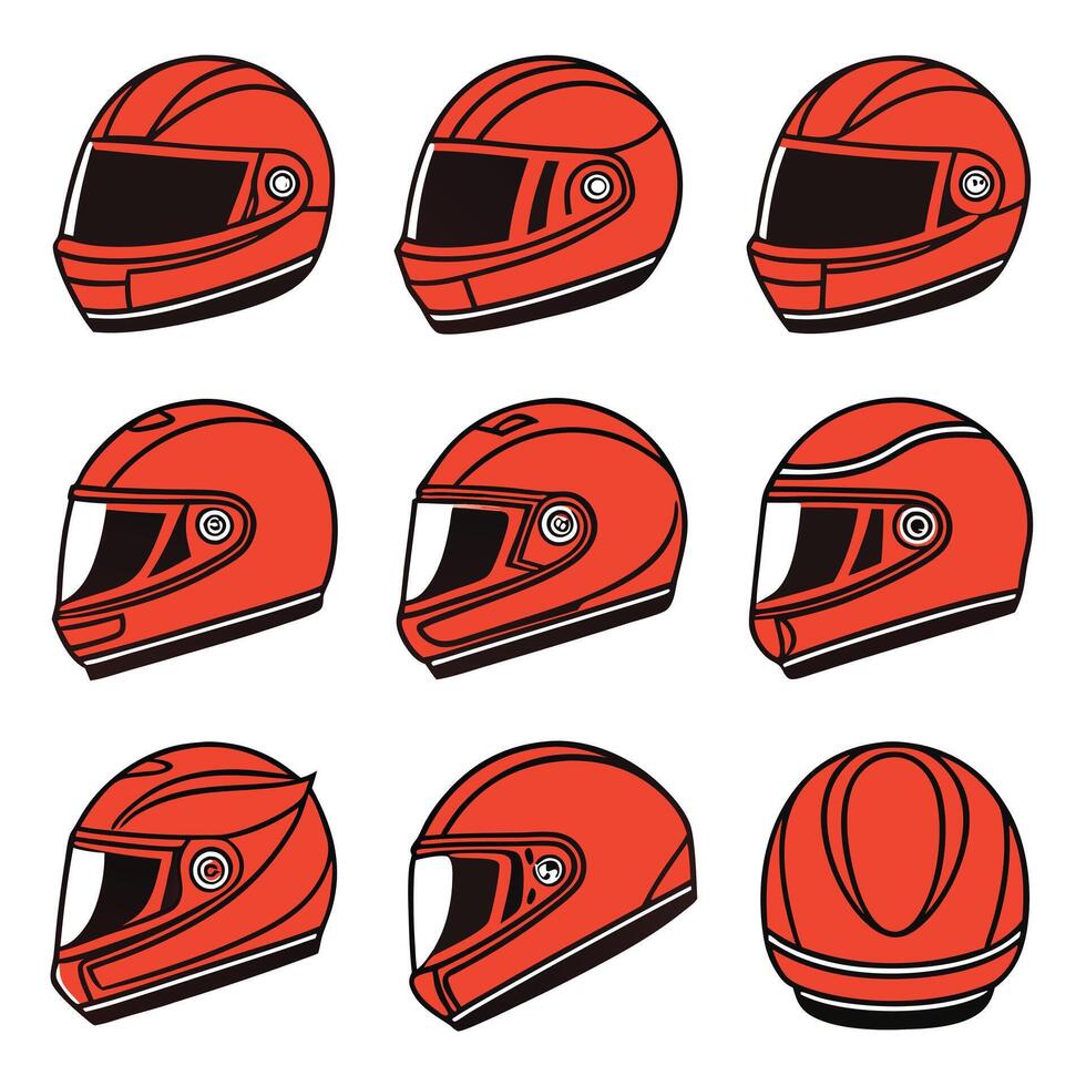 Stylish Motorcycle Helmet Icons Graphics vector