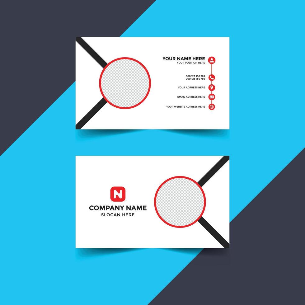 corporate business card design with red and black color vector