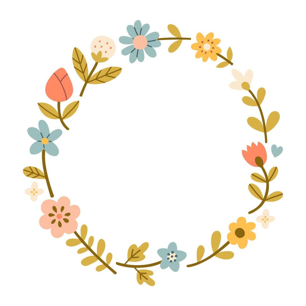 Simple flower frame. Bright illustration for card, invitation card for wedding, birthday and other holiday and cute spring background. vector