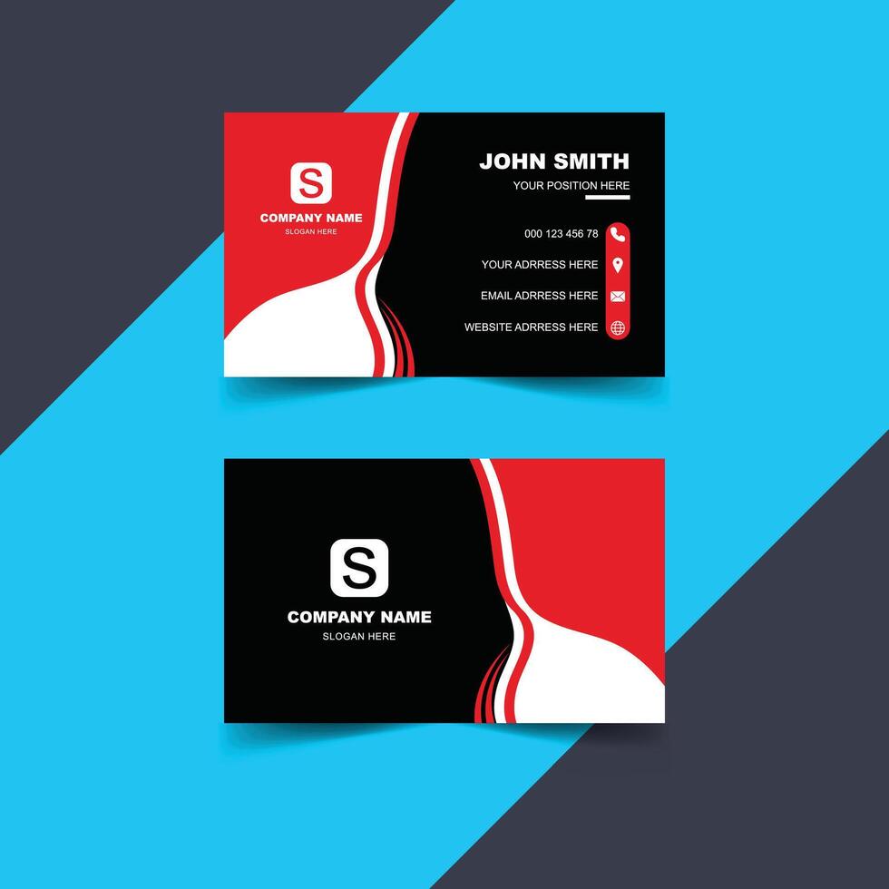 red and black color business card vector