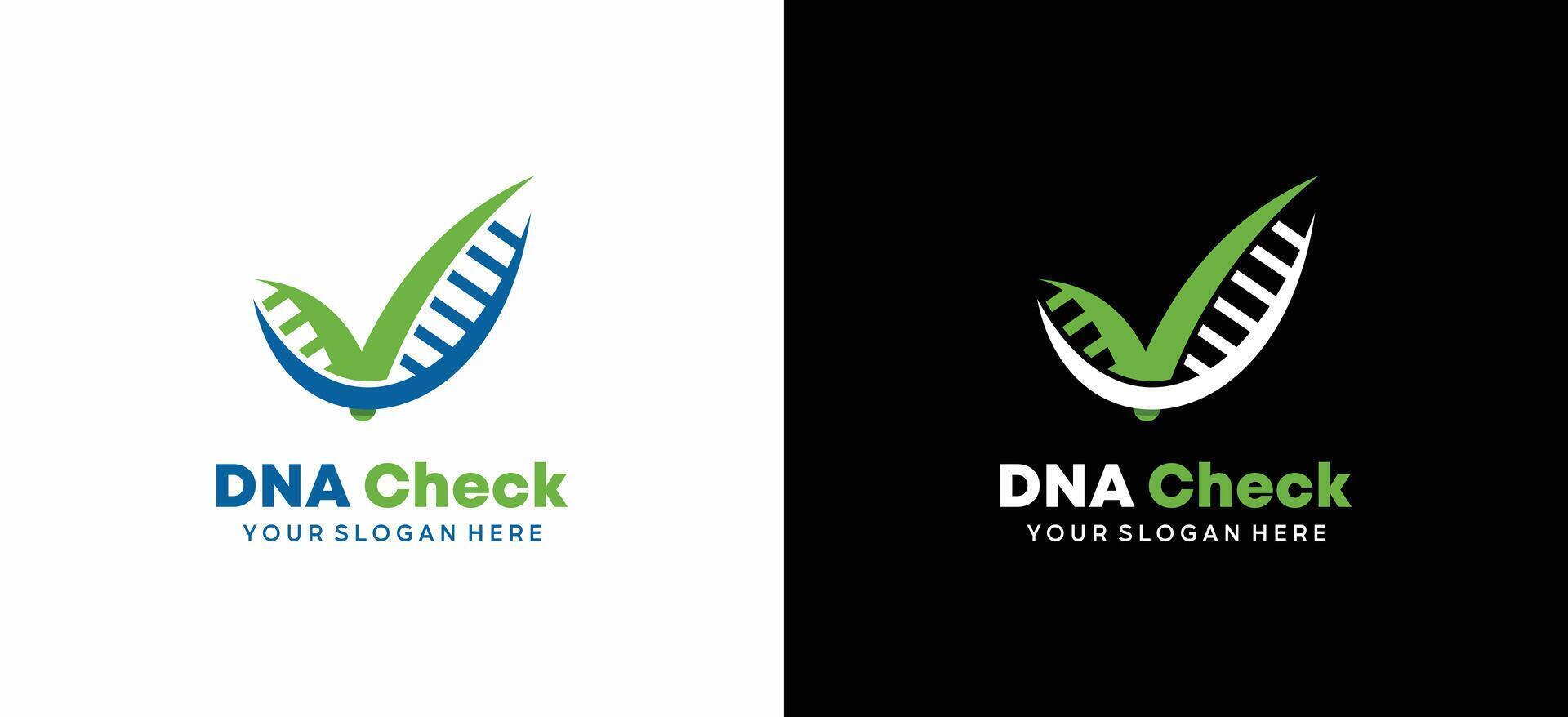 DNA logo design with check icon vector