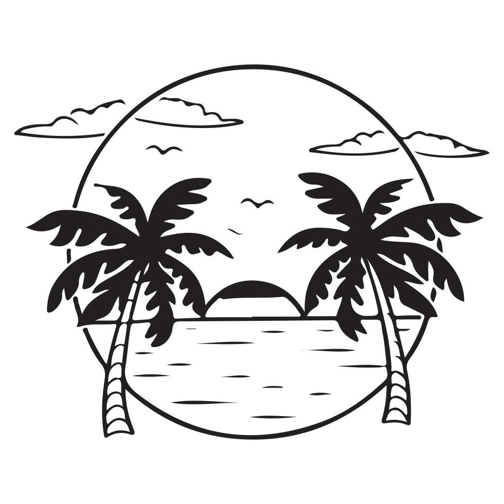 Summer palm trees on the beach vector