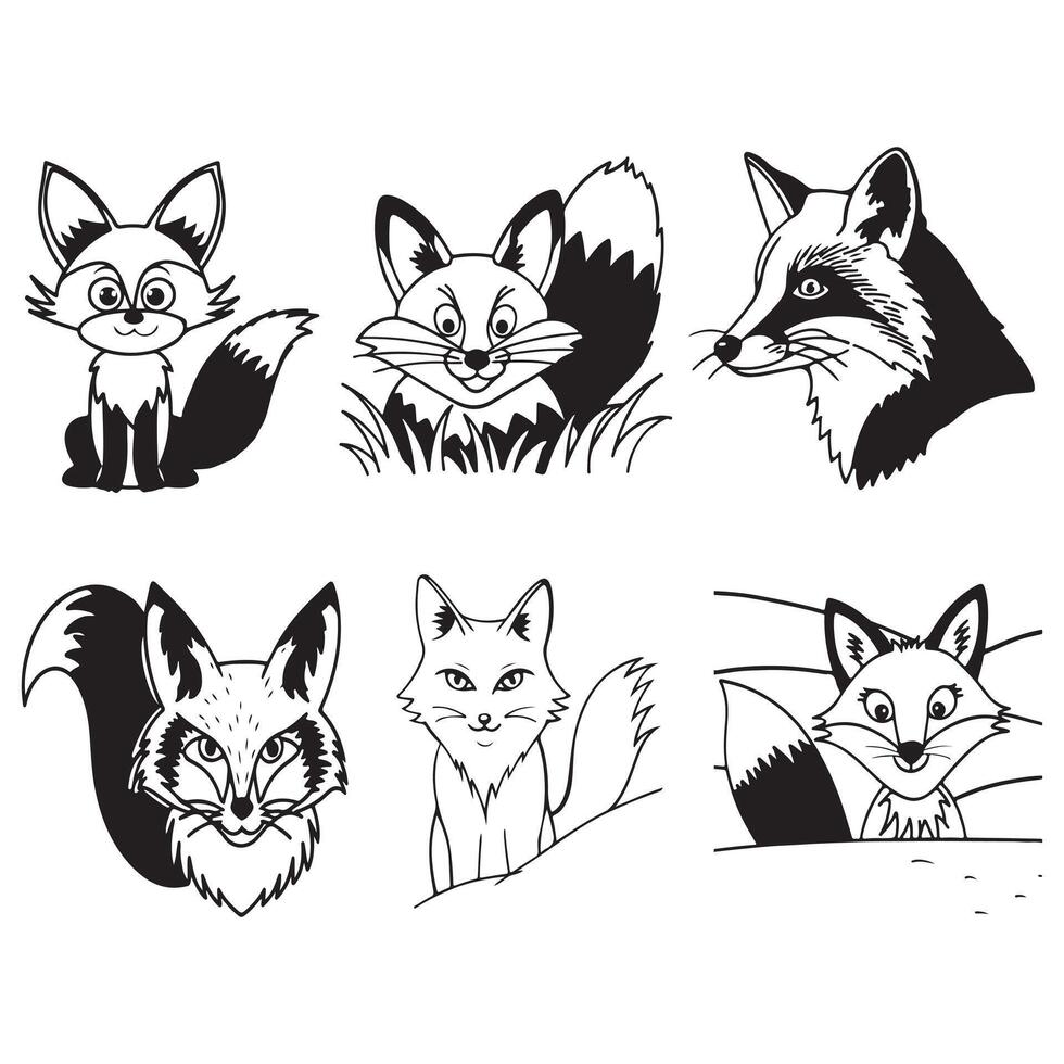 Set of funny cartoon Fox vector