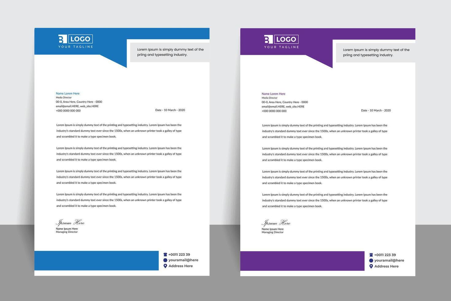 Unique and creative letterhead template design, a4 size, corporate, pad, print ready, simple concept, easy to edit vector