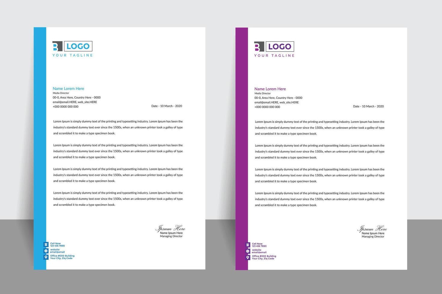 Unique and creative letterhead design, a4 size template, corporate, pad, print ready, simple concept, easy to edit vector
