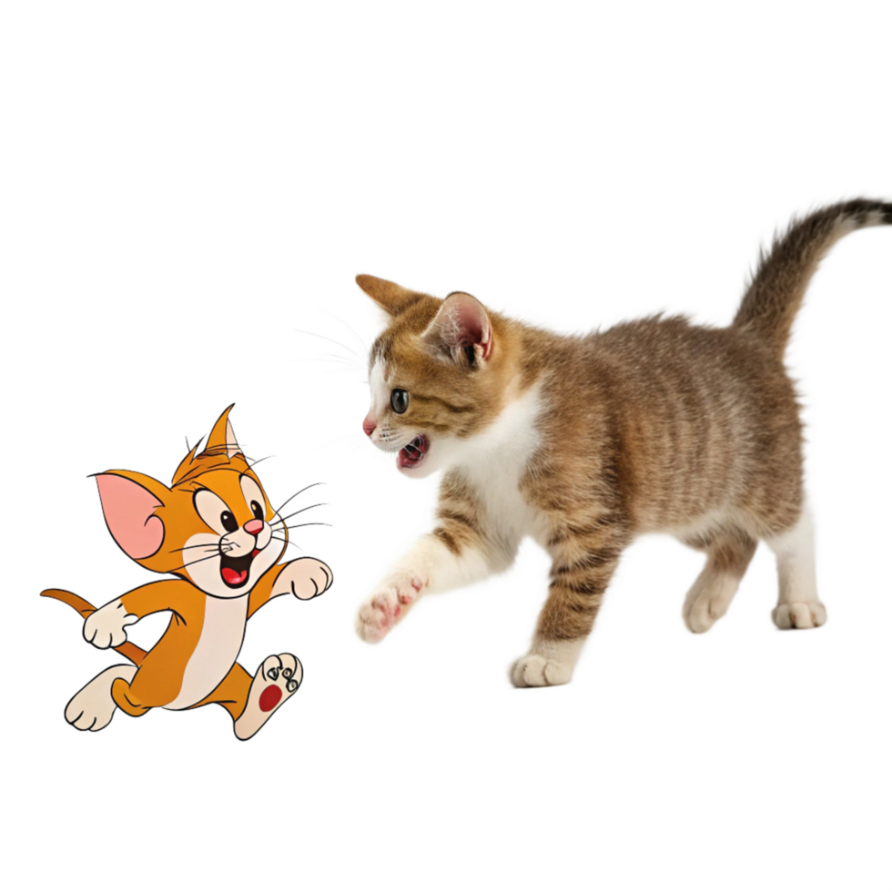 tom and jerry is running is isolated on transparent background png