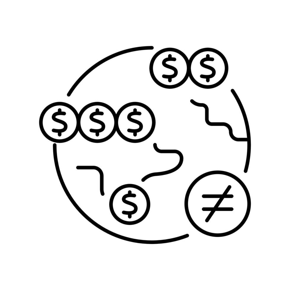 Regional inequality black line icon. isolated element vector
