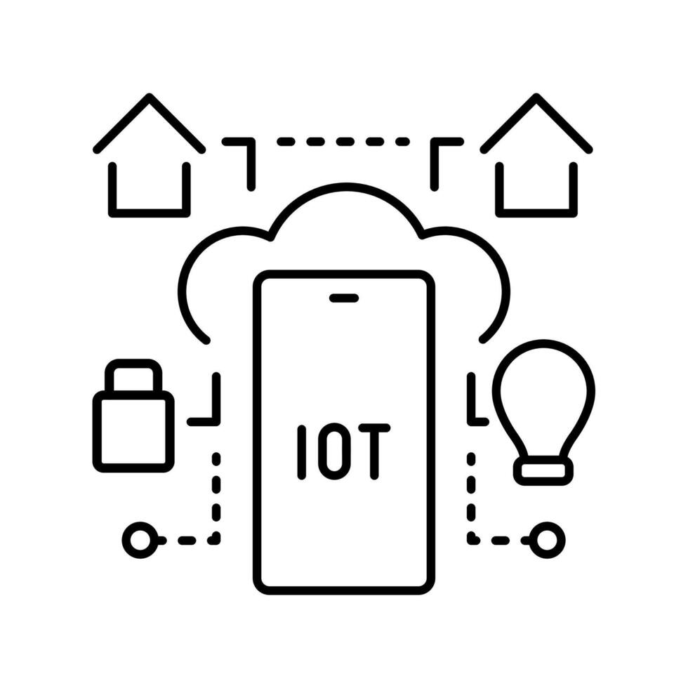 ai-powered iot black line icon. vector