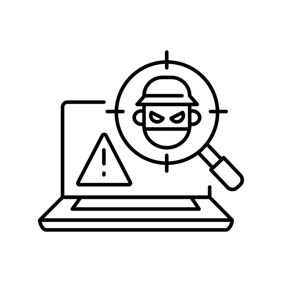 fraud detection black line icon. vector
