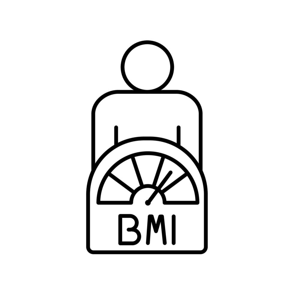 body mass index bmi black line icon. isolated element vector