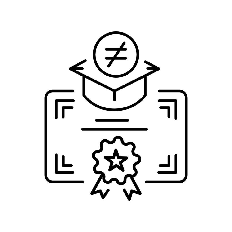 Educational inequality black line icon. isolated element vector