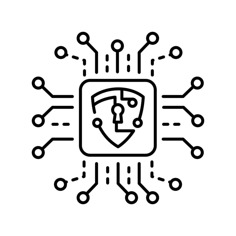 Cybersecurity black line icon. vector