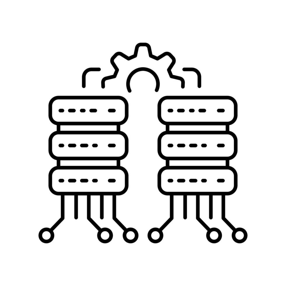 Database integration black line icon. vector
