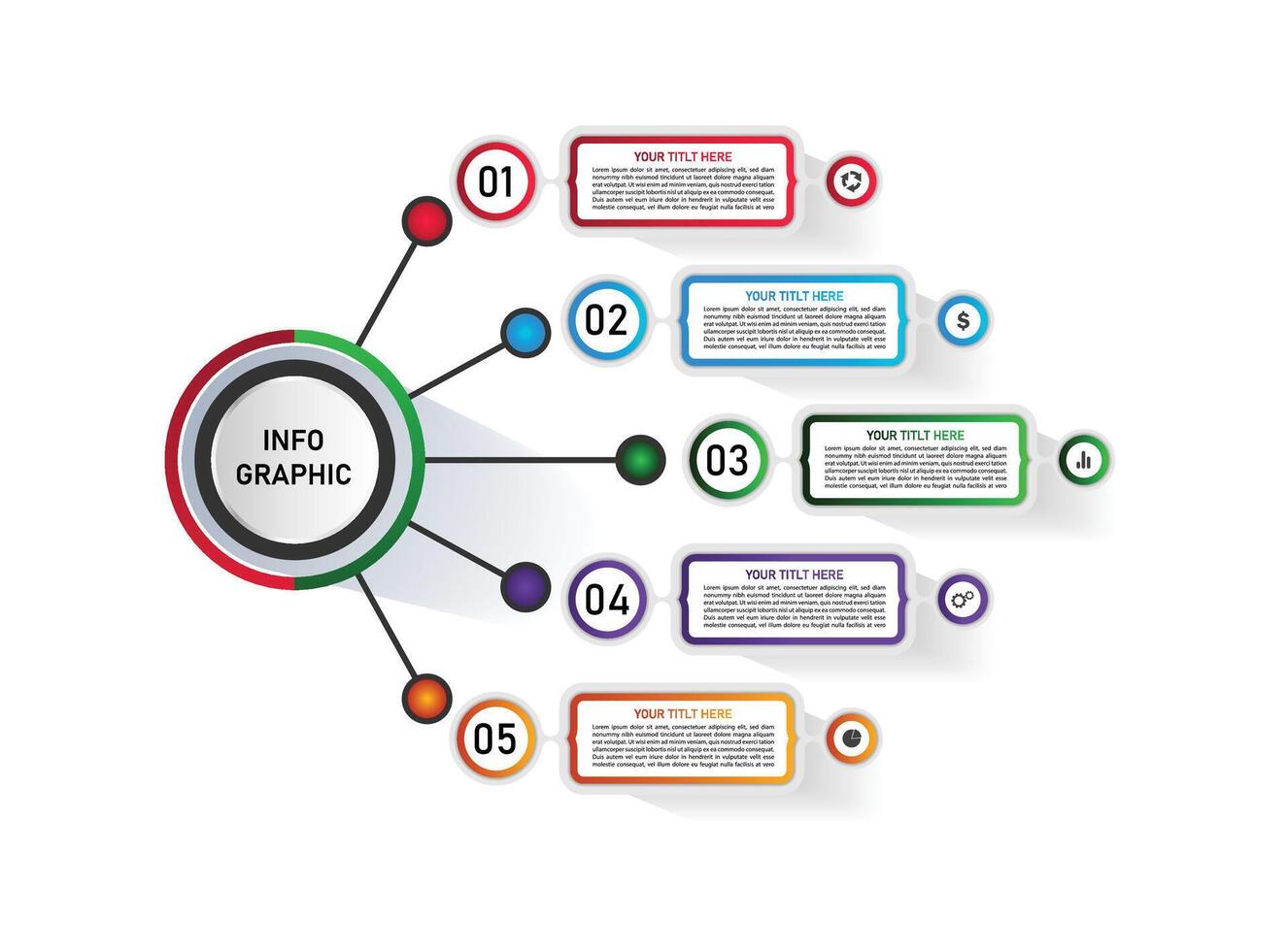Modern infographic template design. Business concept with 5 options vector