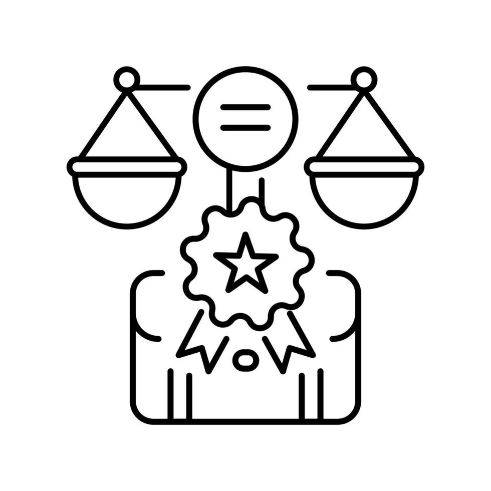Equality of opportunity black line icon. Isolated element vector