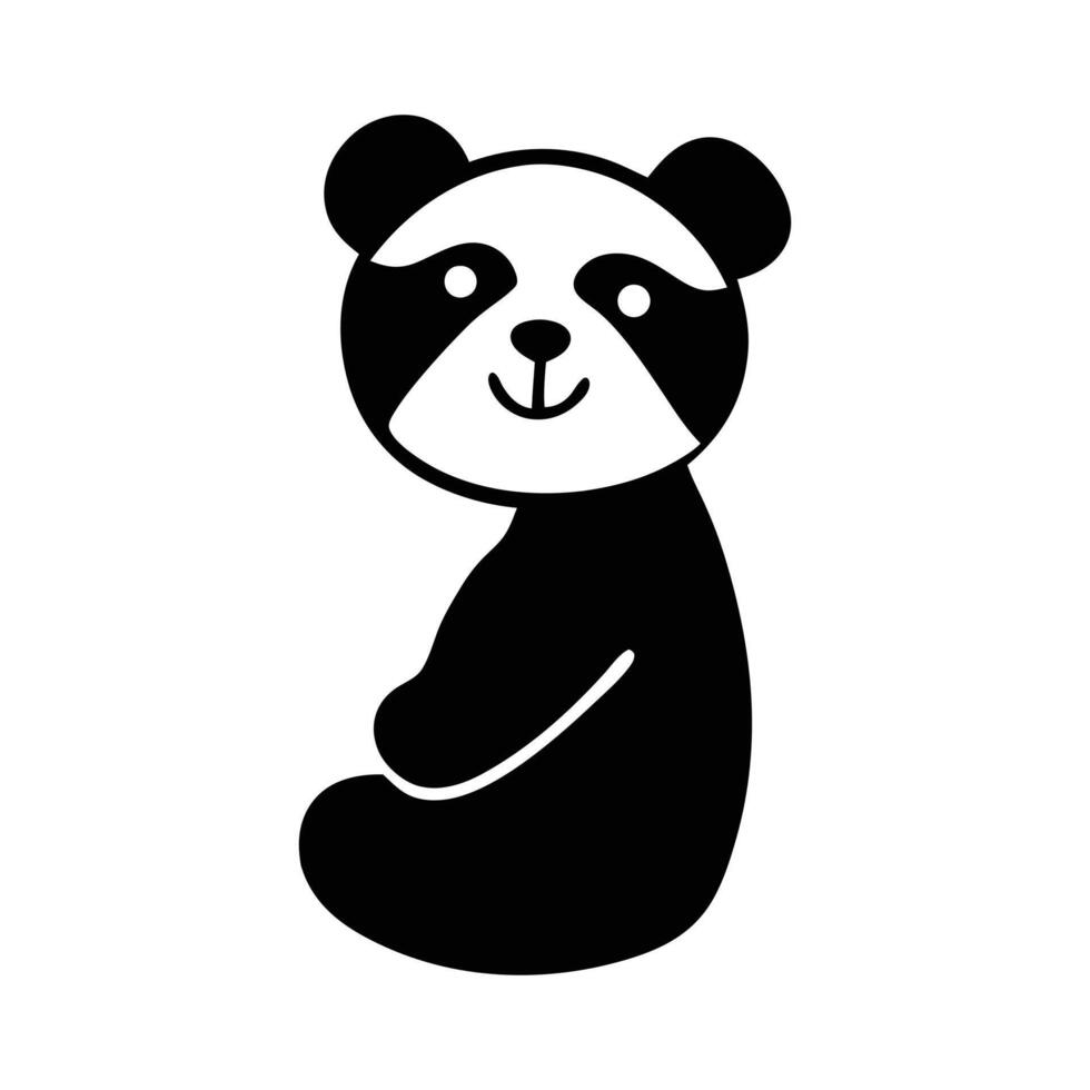 Cute Black and White Panda Illustration, Simple Panda Drawing, Monochrome Art. Kawaii Panda Illustration, Cute Black and White Panda, Minimalist Art vector
