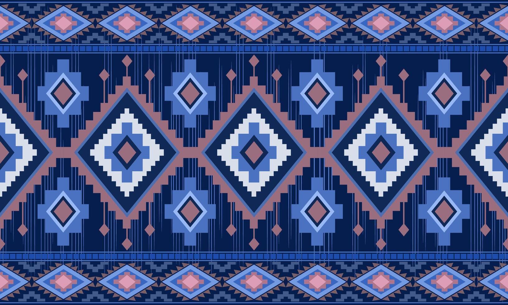 Beautiful Ethnic abstract Navajo tribal on blue background pattern. vector