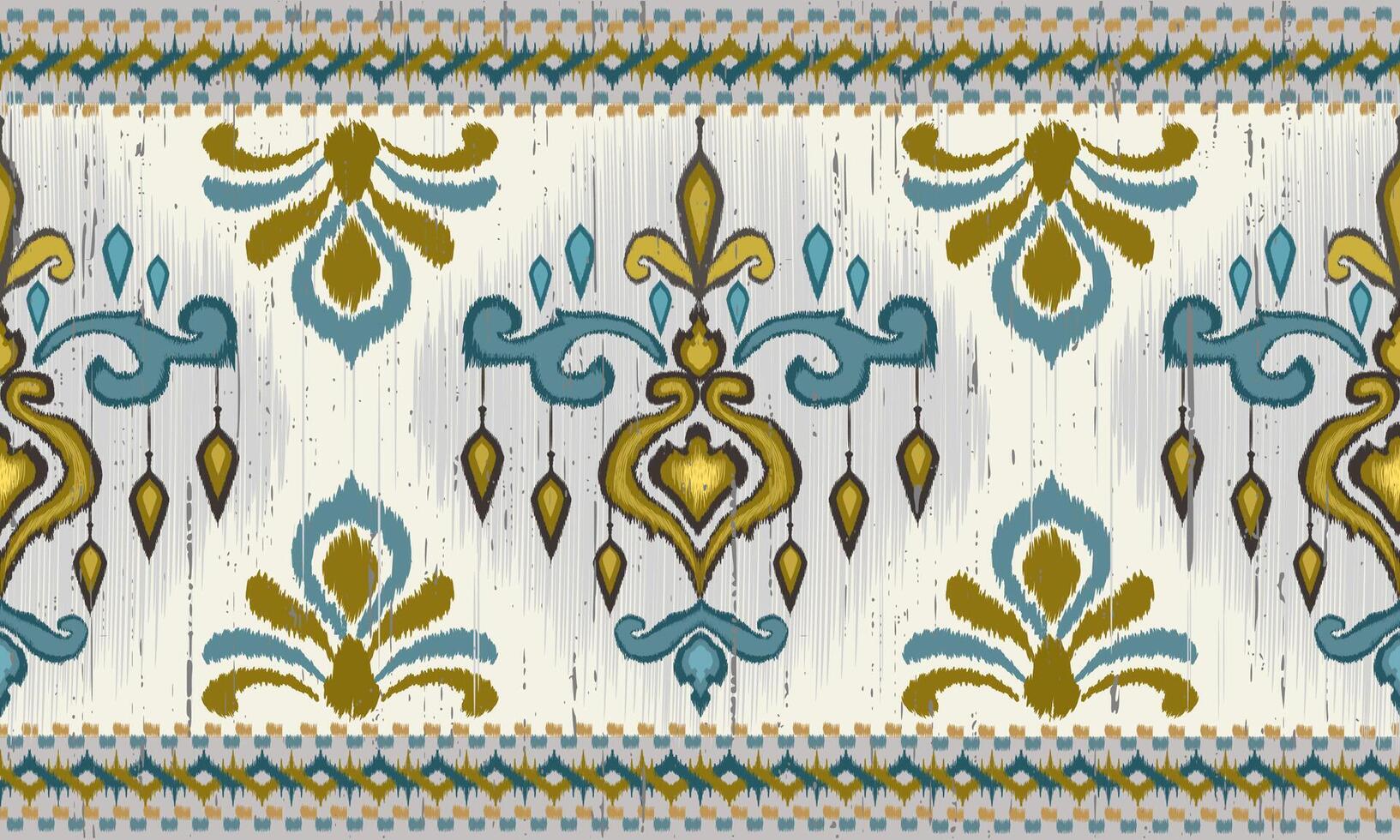 Ikat Ornament paisley embroidery on white background. vector