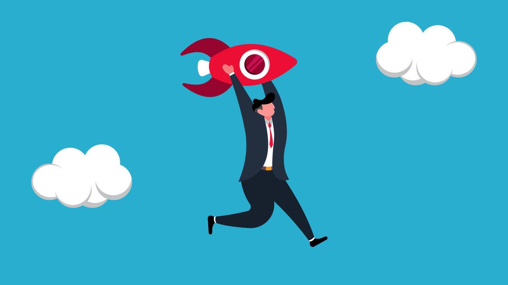 Illustration of Businessman Character Achieving Success with Character Concept vector