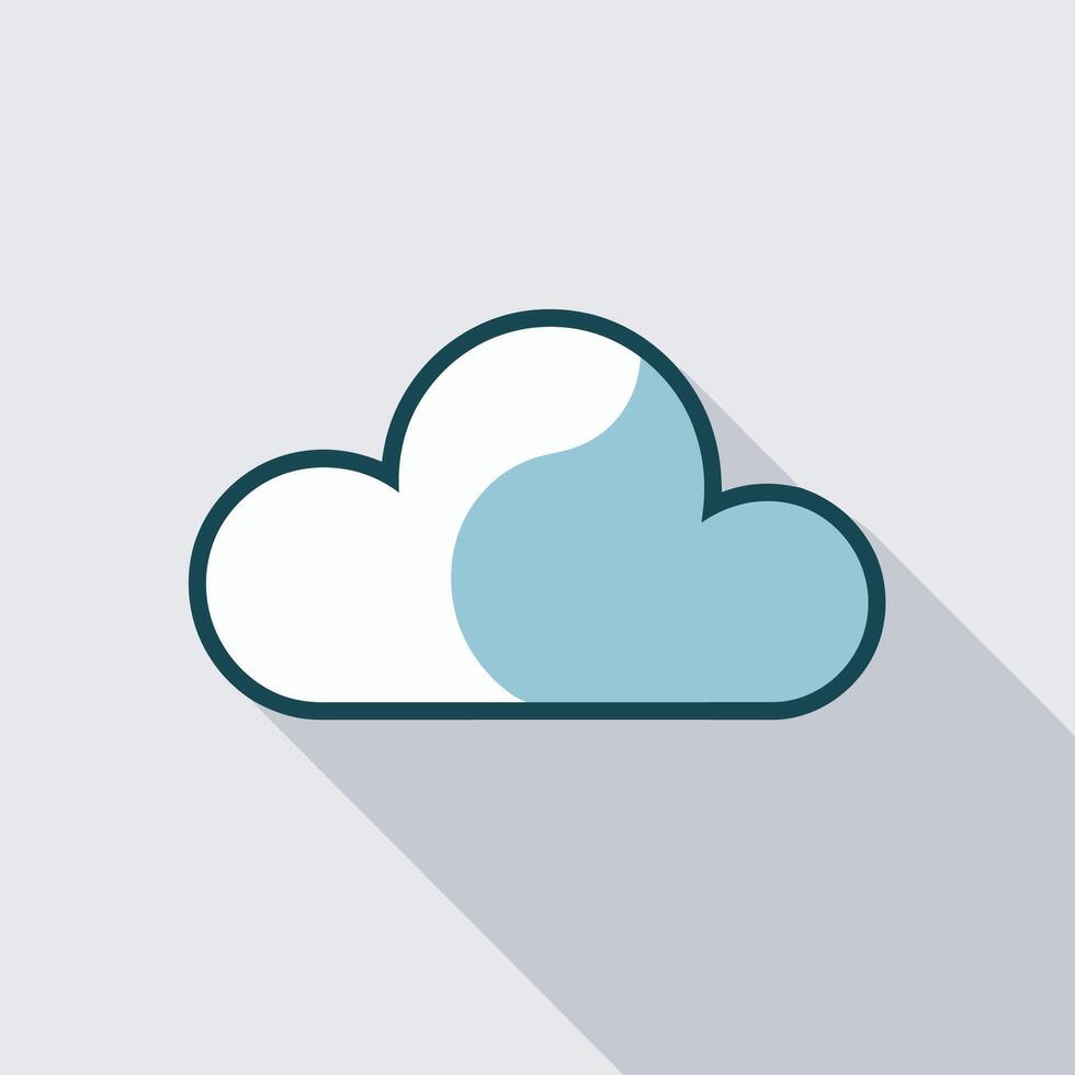 cloud illustration with a combination of white and blue with dark blue outline vector
