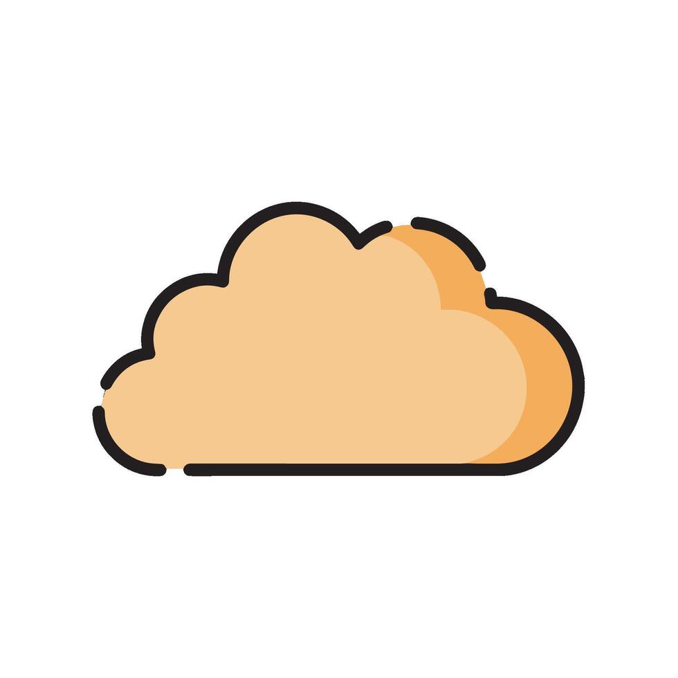 Clouds with a light orange color and a thin black outline vector