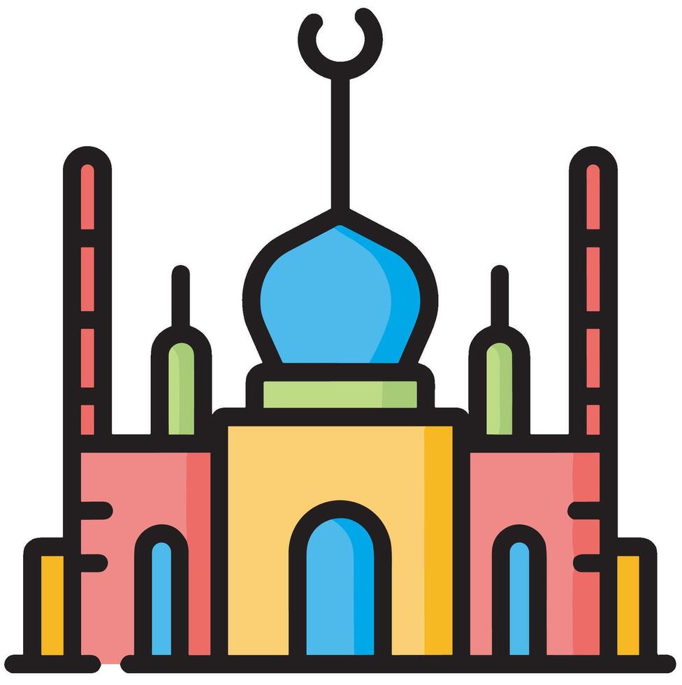 Illustration of a Mosque Icon in the Month of Ramadan Serenity and Spirituality in Every Stroke vector