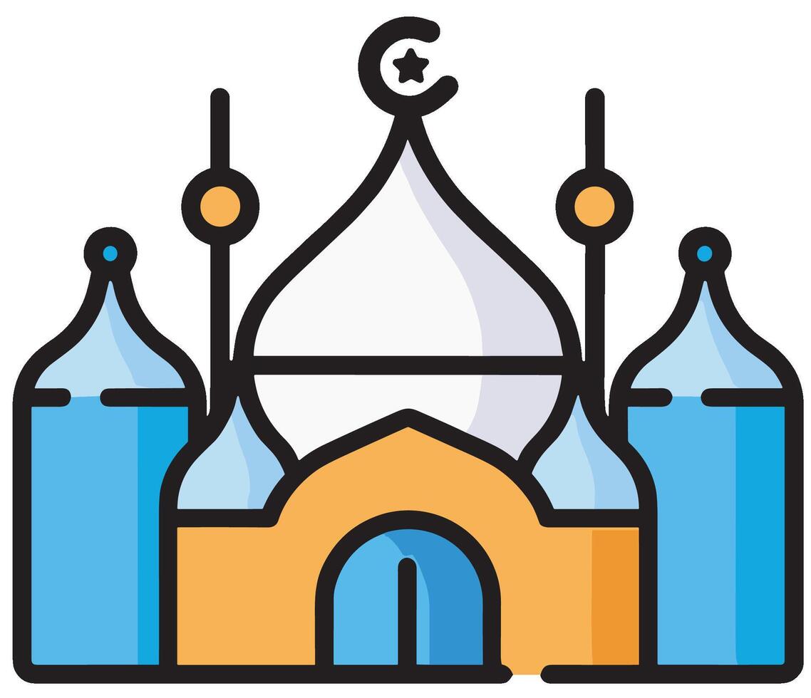 Illustration of a Mosque Icon in the Month of Ramadan Where Prayers Meet the Moonlight vector