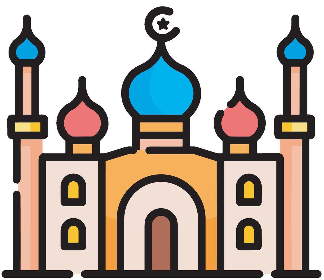 Illustration of a Mosque Icon in the Month of Ramadan Capturing the Tranquility of Worship vector