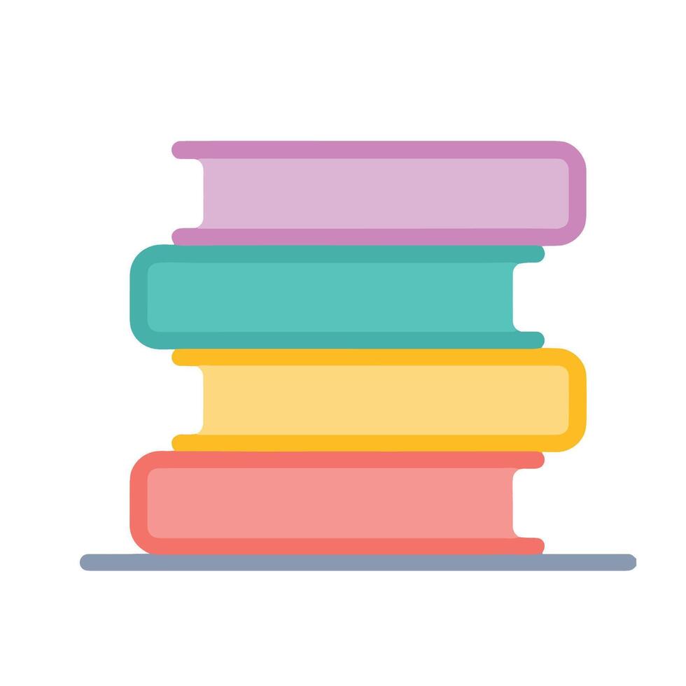 four books stacked upwards in different colors vector