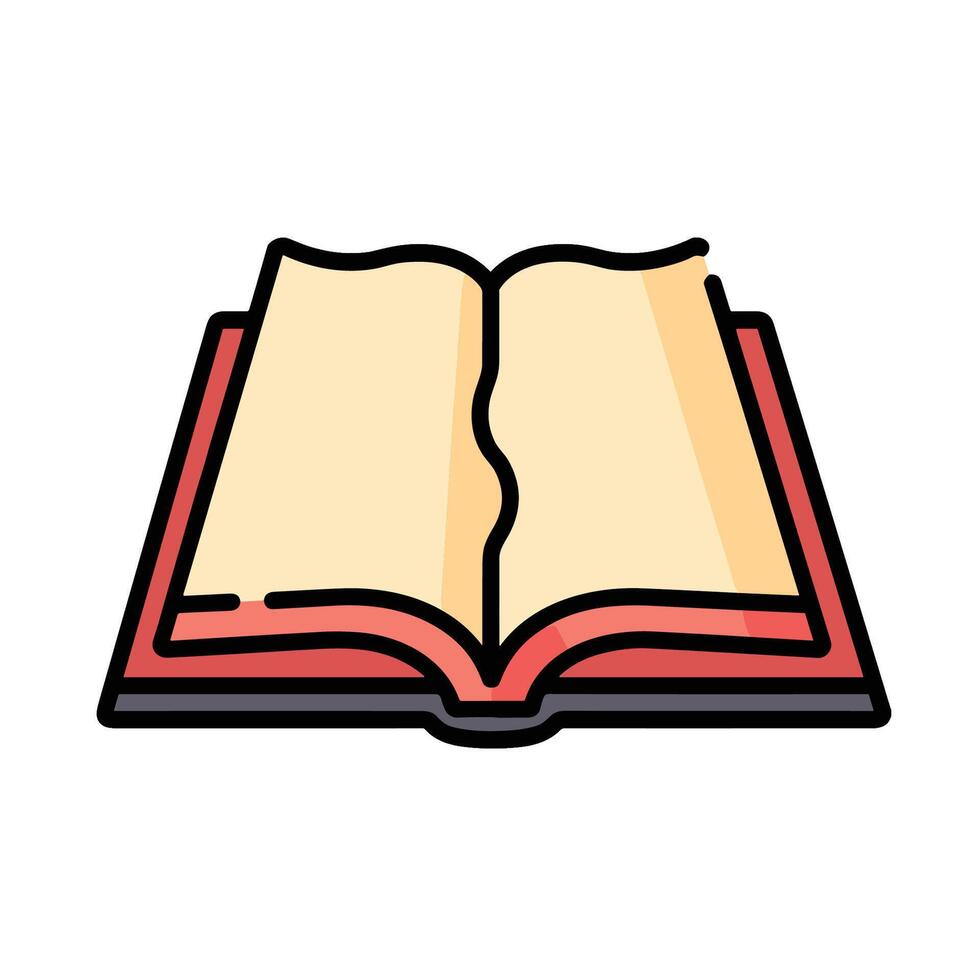 Open the book icon with the red cover and the contents of the orange book vector