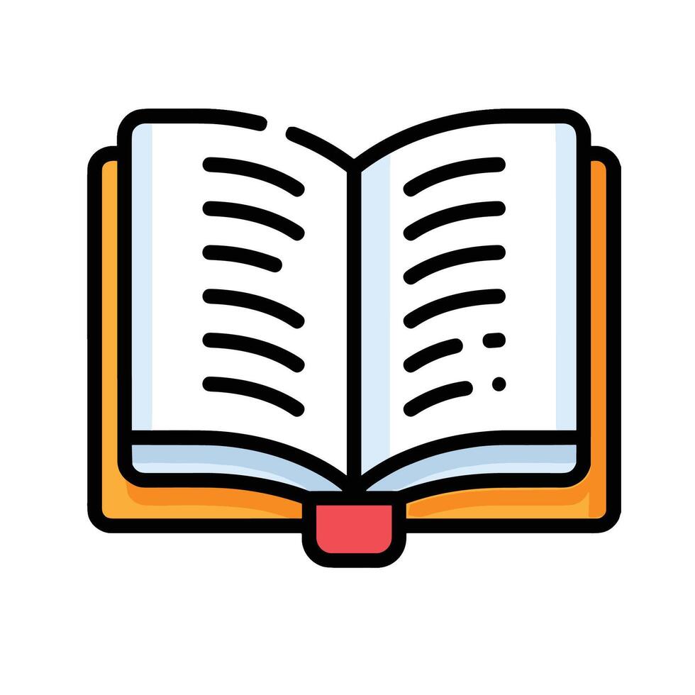 Open a book icon with a yellow cover and white book contents vector