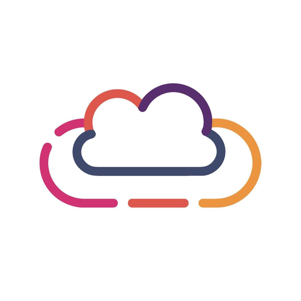 cloud illustration with outline style that has many colors vector