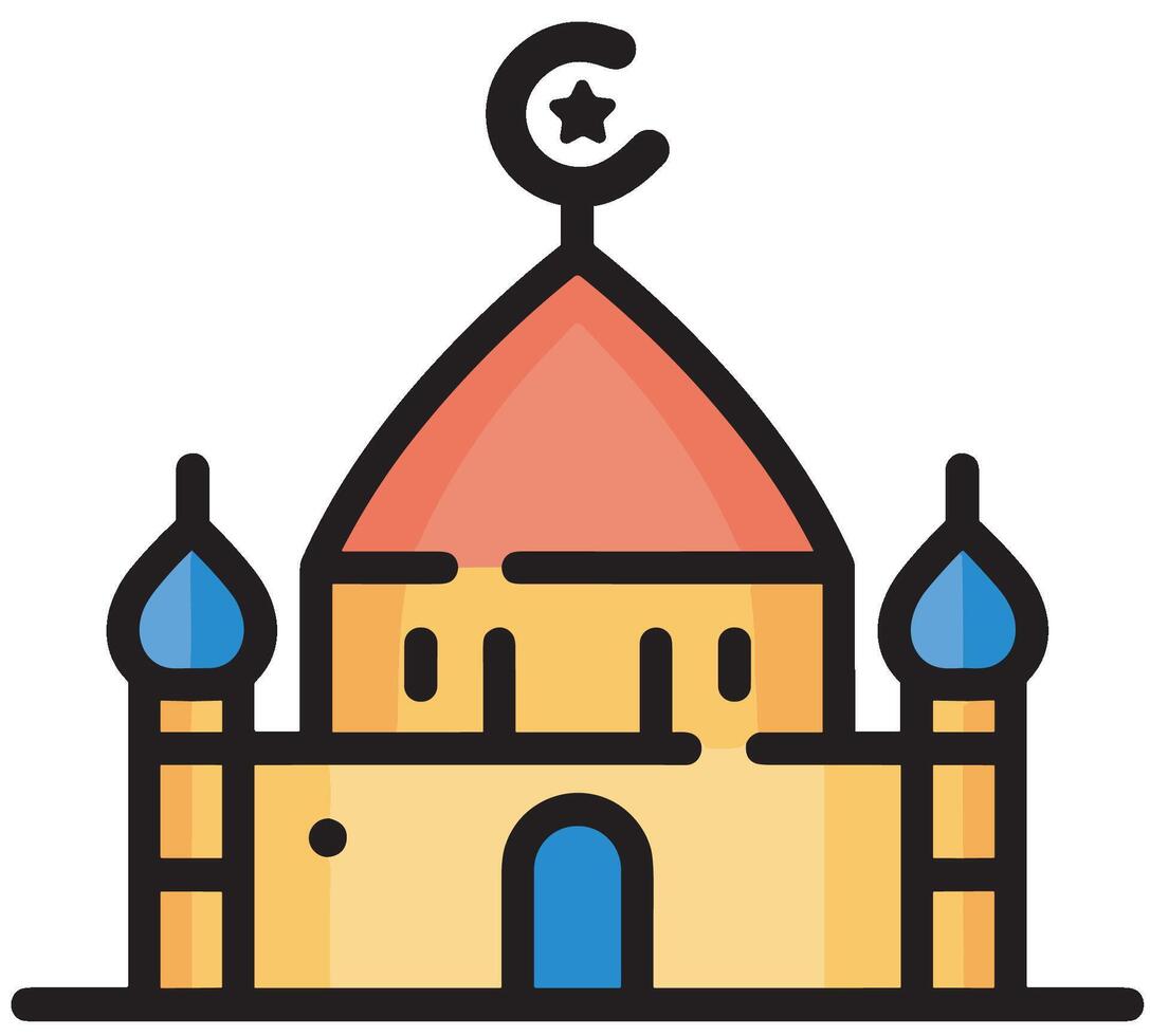 Illustration of a Mosque Icon in the Month of Ramadan A Spiritual Journey Through Art vector