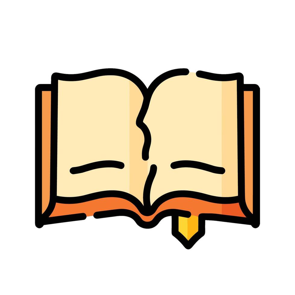 An open book with a yellow line on it vector