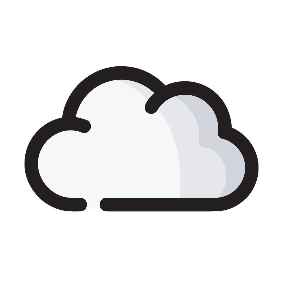 White cloud icon and black outline that looks simple and minimalist vector