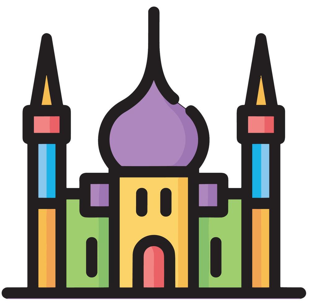 Illustration of a Mosque Icon in the Month of Ramadan A Peaceful Moment Before Breaking Fast vector