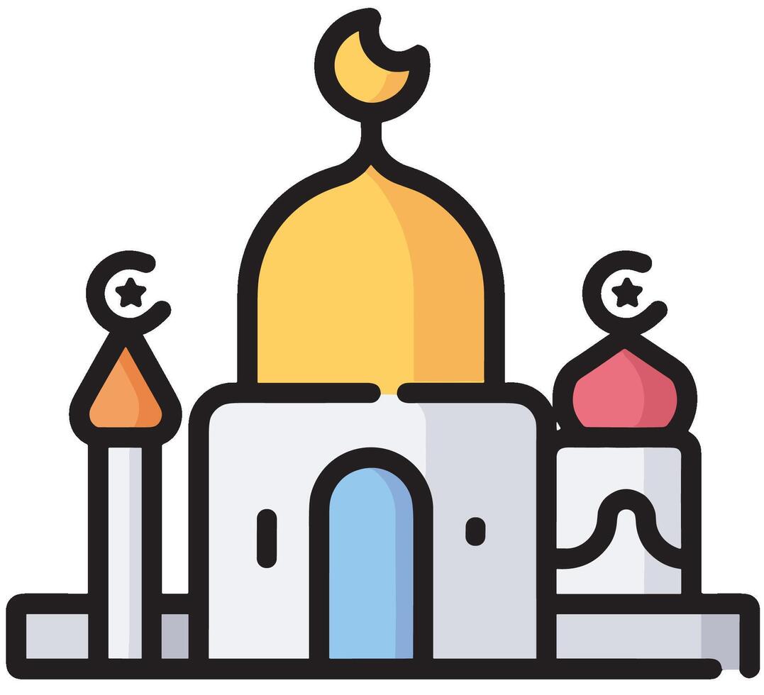 Illustration of a Mosque Icon in the Month of Ramadan A Reflection of Peace and Harmony vector