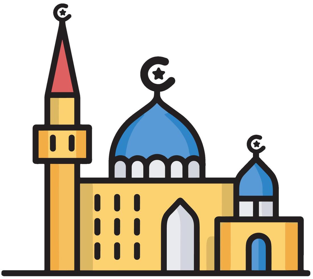 Illustration of a Mosque Icon in the Month of Ramadan An Artistic Tribute to the Holy Month vector