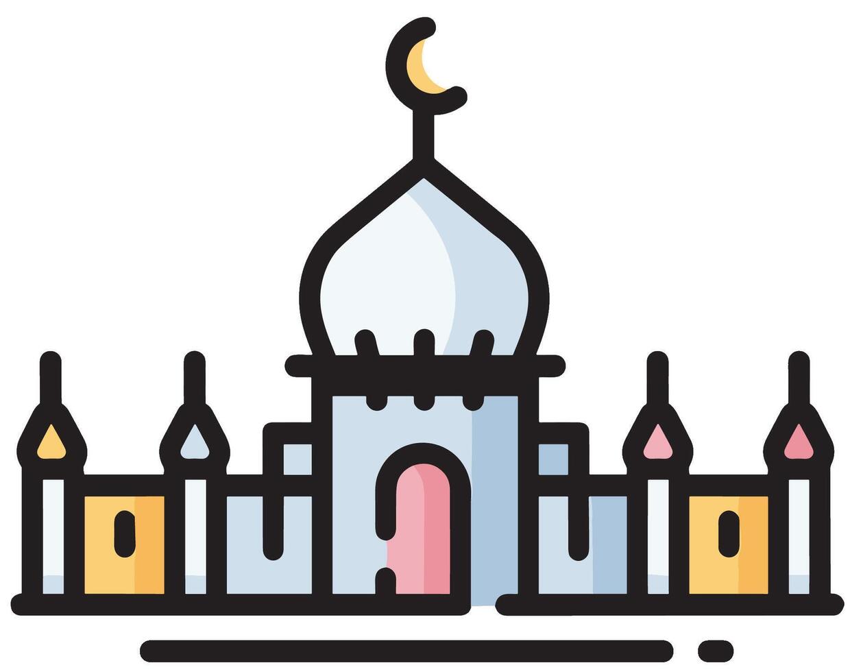 Illustration of a Mosque Icon in the Month of Ramadan A Timeless Expression of Islamic Culture vector