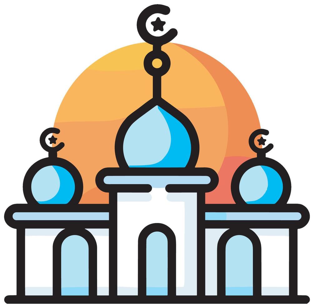 Illustration of a Mosque Icon in the Month of Ramadan The Beauty of Islamic Architecture at Night vector